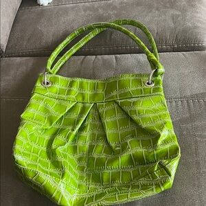 Green Textured Women's Handbag